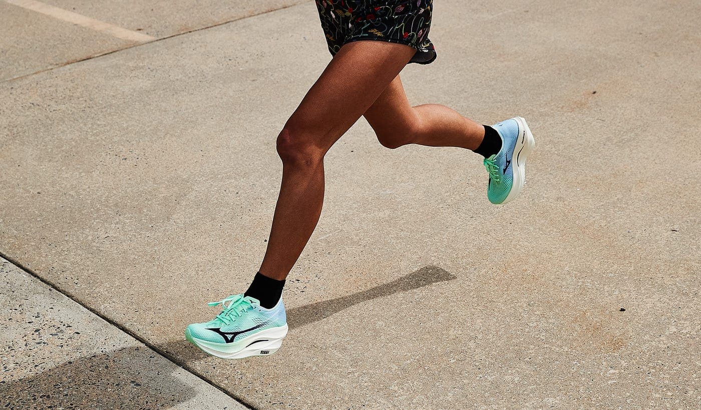 A runner with a pair of Mizuno